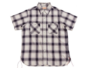 Sugar Cane Ombre Plaid Work Shirt Men's Casual Vintage-Style Short Sleeve Check Button Up Shirt SC39519 105 Off-White