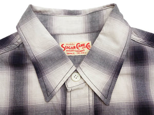 Sugar Cane Ombre Plaid Work Shirt Men's Casual Vintage-Style Short Sleeve Check Button Up Shirt SC39519 105 Off-White
