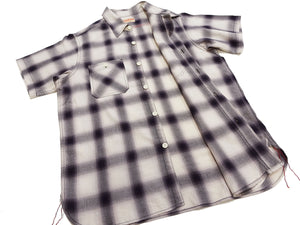 Sugar Cane Ombre Plaid Work Shirt Men's Casual Vintage-Style Short Sleeve Check Button Up Shirt SC39519 105 Off-White