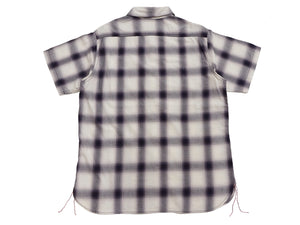 Sugar Cane Ombre Plaid Work Shirt Men's Casual Vintage-Style Short Sleeve Check Button Up Shirt SC39519 105 Off-White