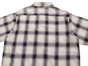 Sugar Cane Ombre Plaid Work Shirt Men's Casual Vintage-Style Short Sleeve Check Button Up Shirt SC39519 105 Off-White