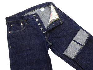 Sugar Cane Men's 14oz. Hawaiian Indigo Sugarcane Fiber Selvedge Denim Jeans Classic Regular Straight Button Fly (SC40401 One-Wash)