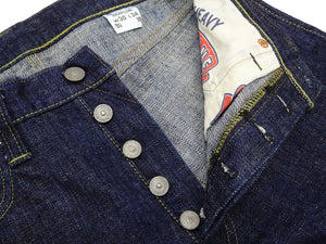 Sugar Cane Men's 14oz. Hawaiian Indigo Sugarcane Fiber Selvedge Denim Jeans Classic Regular Straight Button Fly (SC40401 One-Wash)