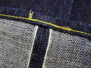 Sugar Cane Men's 14oz. Hawaiian Indigo Sugarcane Fiber Selvedge Denim Jeans Classic Regular Straight Button Fly (SC40401 One-Wash)