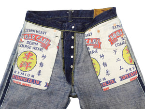 Sugar Cane Men's 14oz. Hawaiian Indigo Sugarcane Fiber Selvedge Denim Jeans Classic Regular Straight Button Fly (SC40401 One-Wash)