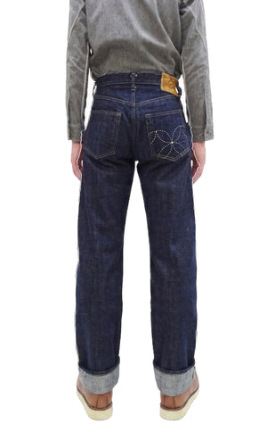 Sugar Cane Men's 14oz. Hawaiian Indigo Sugarcane Fiber Selvedge Denim Jeans Classic Regular Straight Button Fly (SC40401 One-Wash)