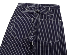 Sugar Cane Wabash Stripe Engineer Pants - Relaxed Straight Fit / Button Fly - Men's Casual 9 Oz. Railway Work Trousers Work Pants SC40786 Indigo-Navy One-Wash