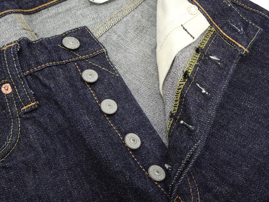 Sugar Cane Jeans SC41947 Men's Classic Straight Fit One-Washed 14.25 oz. Deep Indigo Denim Pants 1947 Model