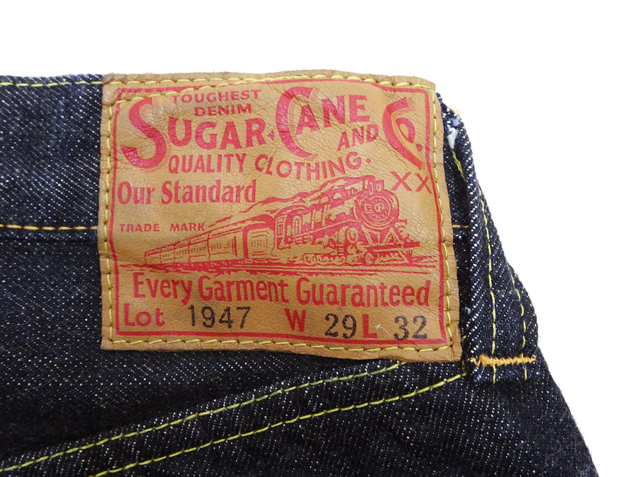 Sugar Cane Jeans SC41947 Men's Classic Straight Fit One-Washed 14.25 oz. Deep Indigo Denim Pants 1947 Model
