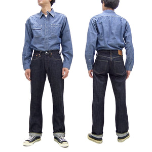 Sugar Cane Jeans SC41947 Men's Classic Straight Fit One-Washed 14.25 oz. Deep Indigo Denim Pants 1947 Model