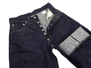 Sugar Cane Men's 13oz Selvedge Denim Baggy Jeans - 1930s "Waist Overalls" Inspired Wide Straight Fit, Button Fly, Made in Japan (SC42025 421A One-Wash)