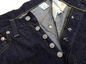 Sugar Cane Men's 13oz Selvedge Denim Baggy Jeans - 1930s "Waist Overalls" Inspired Wide Straight Fit, Button Fly, Made in Japan (SC42025 421A One-Wash)