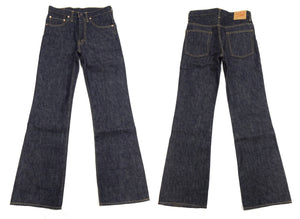 Sugar Cane Men's 14oz Denim Boot-Cut Jeans - Mid-Rise, Zip Fly, 1971-Spec Fabric x 1979-Style Silhouette - Made in Japan (SC42321 Indigo One Wash)