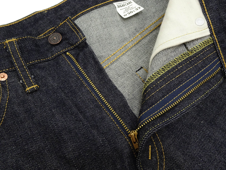 Sugar Cane Men's 14oz Denim Boot-Cut Jeans - Mid-Rise, Zip Fly, 1971-Spec Fabric x 1979-Style Silhouette - Made in Japan (SC42321 Indigo One Wash)