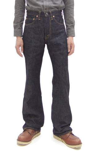 Sugar Cane Men's 14oz Denim Boot-Cut Jeans - Mid-Rise, Zip Fly, 1971-Spec Fabric x 1979-Style Silhouette - Made in Japan (SC42321 Indigo One Wash)