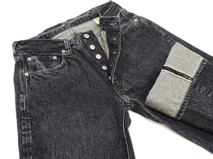 Sugar Cane Black Denim Jeans SC42460H Men's Classic Regular Straight Fit 14.25 oz. Pre-Aged Black Denim Pants 1947 Model