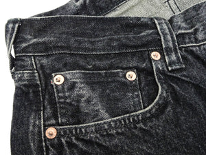 Sugar Cane Black Denim Jeans SC42460H Men's Classic Regular Straight Fit 14.25 oz. Pre-Aged Black Denim Pants 1947 Model
