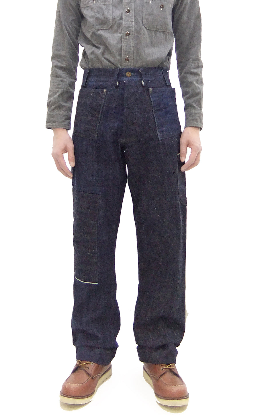 Mister Freedom x Sugar Cane MFSC 7161 Utility Trousers - Men's Okinawa x Hawaii Mixed-Panel 14oz Selvedge Denim Work Pants, Made in Japan (SC42601 One-Wash)