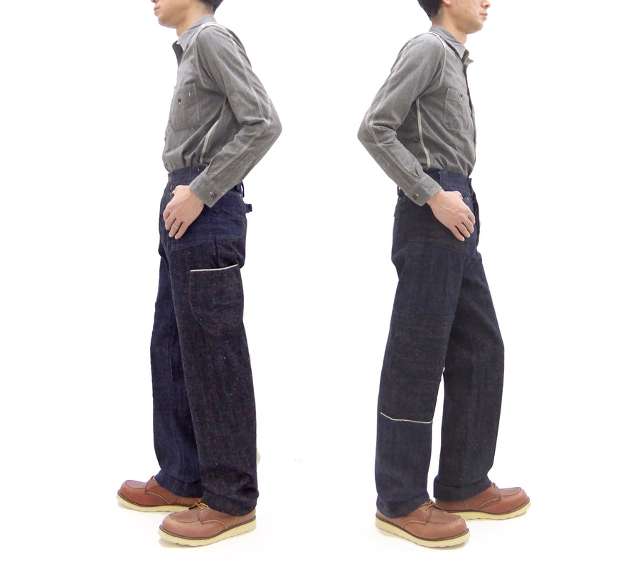 Mister Freedom x Sugar Cane MFSC 7161 Utility Trousers - Men's Okinawa x Hawaii Mixed-Panel 14oz Selvedge Denim Work Pants, Made in Japan (SC42601 One-Wash)