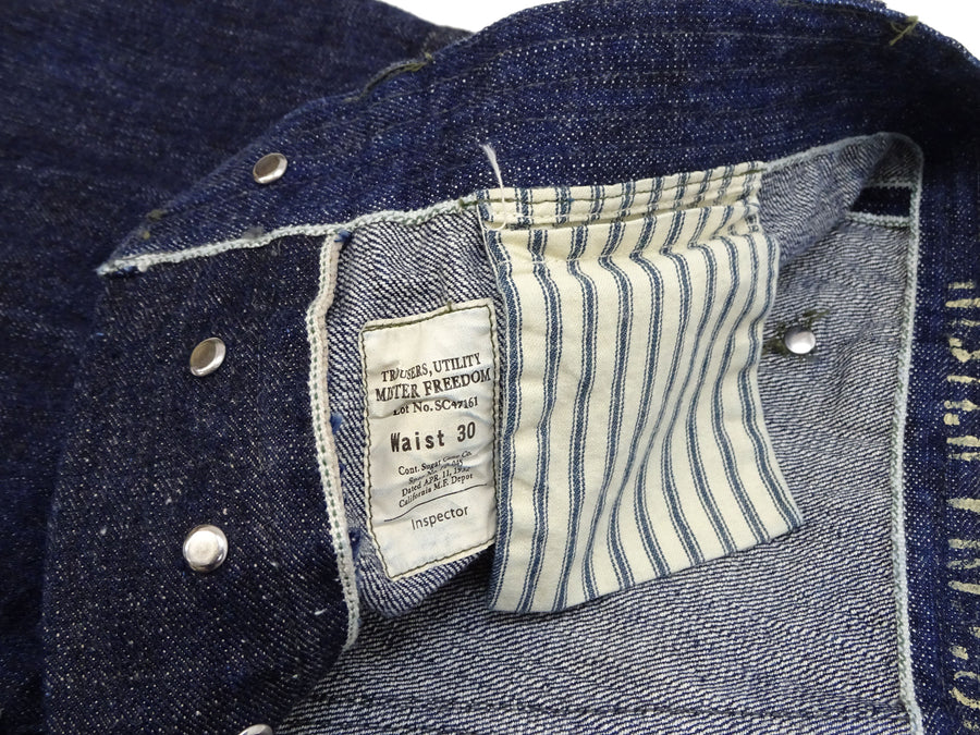 Mister Freedom x Sugar Cane MFSC 7161 Utility Trousers - Men's Okinawa x Hawaii Mixed-Panel 14oz Selvedge Denim Work Pants, Made in Japan (SC42601 One-Wash)