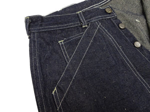 Sugar Cane Men's Vintage-Inspired Double-Front Work Pants, 10.5 oz. Cotton and Sugarcane Fiber Denim, High-Rise Relaxed Straight Fit, Button Fly, One-Wash, Made in Japan (SC42666, 421A Dark Indigo)