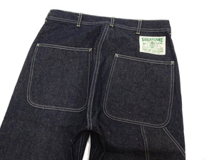 Sugar Cane Men's Vintage-Inspired Double-Front Work Pants, 10.5 oz. Cotton and Sugarcane Fiber Denim, High-Rise Relaxed Straight Fit, Button Fly, One-Wash, Made in Japan (SC42666, 421A Dark Indigo)