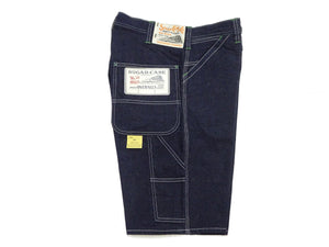 Sugar Cane Men's 11oz Blue Denim Work Shorts - High-Rise Relaxed Straight Fit Knee-Length Button-Fly Shorts - Made in Japan (SC52565 421A One-Wash)
