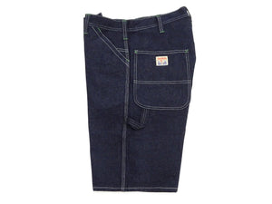 Sugar Cane Men's 11oz Blue Denim Work Shorts - High-Rise Relaxed Straight Fit Knee-Length Button-Fly Shorts - Made in Japan (SC52565 421A One-Wash)