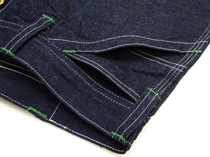 Sugar Cane Men's 11oz Blue Denim Work Shorts - High-Rise Relaxed Straight Fit Knee-Length Button-Fly Shorts - Made in Japan (SC52565 421A One-Wash)