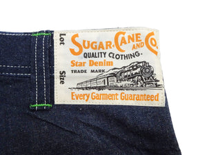 Sugar Cane Men's 11oz Blue Denim Work Shorts - High-Rise Relaxed Straight Fit Knee-Length Button-Fly Shorts - Made in Japan (SC52565 421A One-Wash)