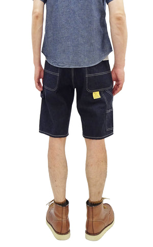 Sugar Cane Men's 11oz Blue Denim Work Shorts - High-Rise Relaxed Straight Fit Knee-Length Button-Fly Shorts - Made in Japan (SC52565 421A One-Wash)
