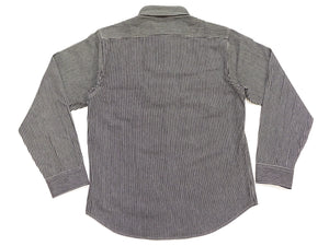 Sugar Cane Men's Hickory Stripe Work Shirt, Heavyweight Cotton Long-Sleeve Button-Up Shirt, Made in Japan (SC27853 119 Black)