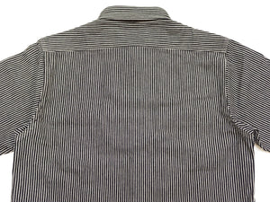 Sugar Cane Men's Hickory Stripe Work Shirt, Heavyweight Cotton Long-Sleeve Button-Up Shirt, Made in Japan (SC27853 119 Black)