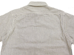 Sugar Cane Men's Hickory Stripe Work Shirt, Heavyweight Cotton Long-Sleeve Button-Up Shirt, Made in Japan (SC27853 105 Off-White)