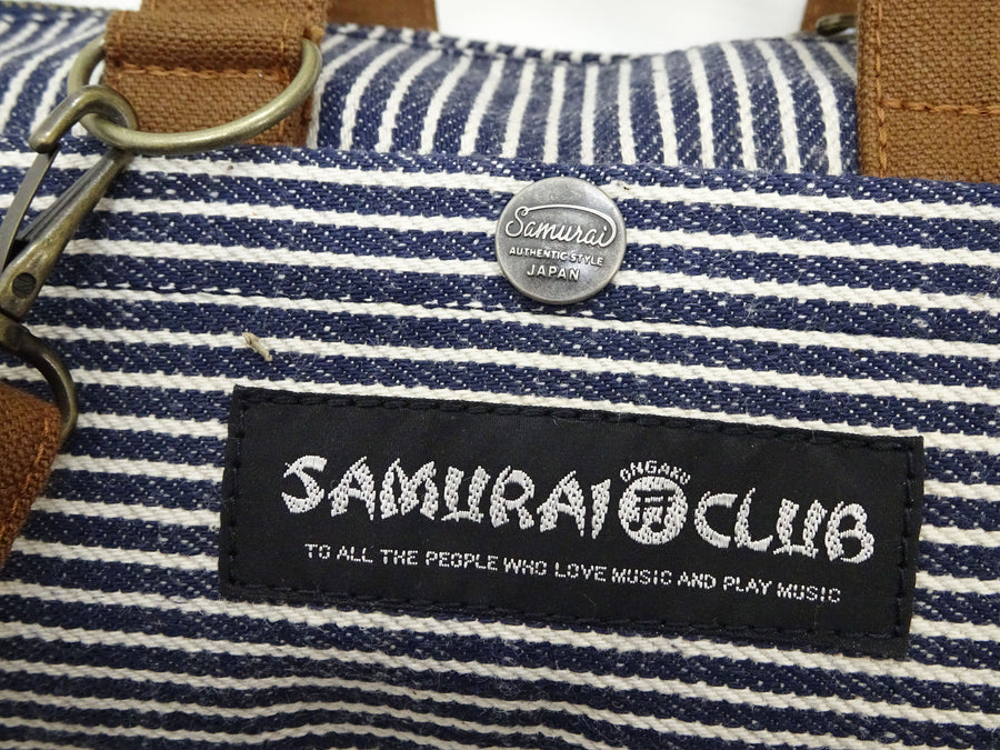 Samurai Jeans Mini Duffle Sling Bag Men's Casual Hickory Stripe Denim Small Crossbody Drum Pouch Bag SCOGP24
