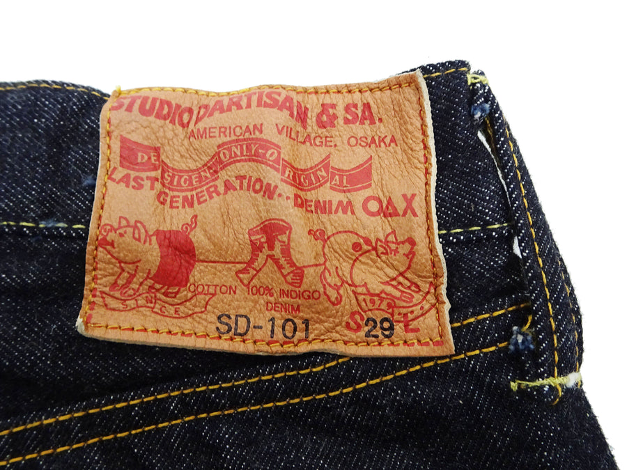 Studio D'artisan Jeans Men's Regular Straight Fit Button-Fly 15oz. Jpanese Selvedge Denim Jean Pants SDA SD-101 One-Wash