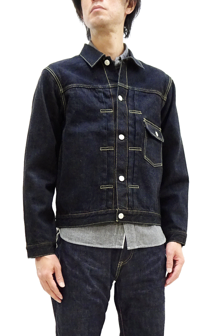 Studio D'artisan Denim Jacket Men's Type 1 Style 14 Oz. G3 Denim Jean Jacket SD-491 One-Wash