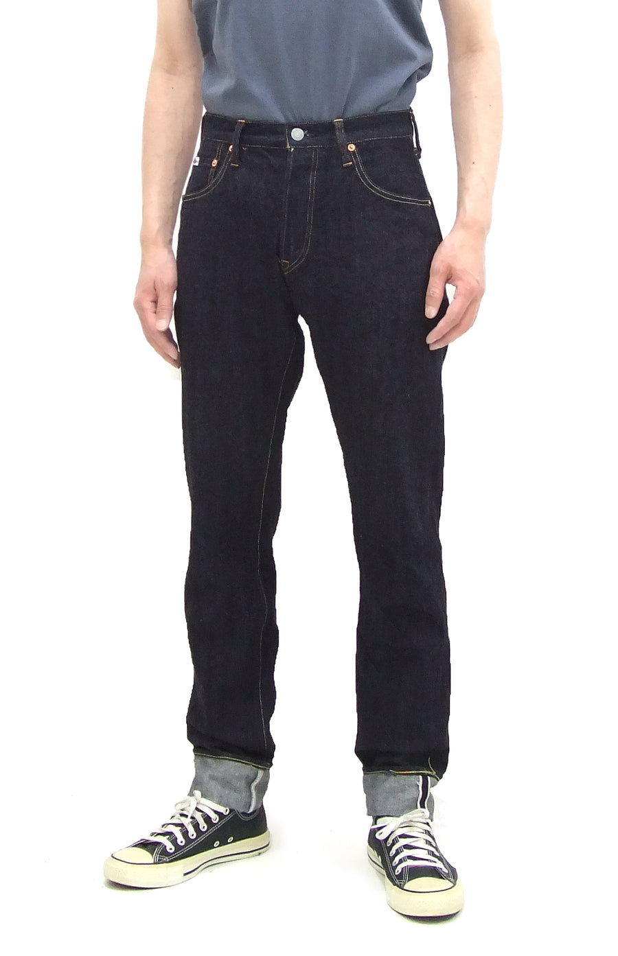 The Slim Jean in Black 1-Year Wash Selvage Denim
