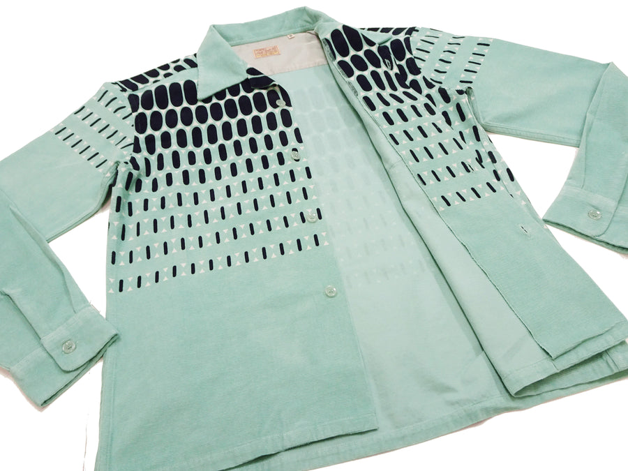 Style Eyes Corduroy Sport Shirt Men's 1950s Style Long Sleeve Button Up Shirt ELVIS DOT Pattern SE29169 141 Mint Green