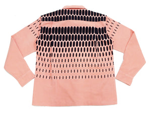 Style Eyes Corduroy Sport Shirt Men's 1950s Style Long Sleeve Button Up Shirt ELVIS DOT Pattern SE29169 162 Pink
