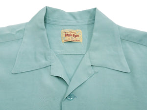 Style Eyes Plain Rayon Bowling Shirt Men's 1950s Style Short Sleeve Solid Color Button Up Shirt SE39055 124 Faded-Light-blue