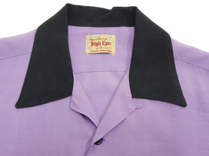 Style Eyes Two-Tone Rayon Bowling Shirt Men's 1950s Style Short Sleeve Button Up Shirt SE39056 175 Purple