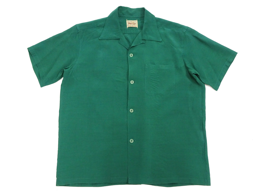 Style Eyes Plain Rayon Bowling Shirt Men's 1950s Style Short Sleeve Solid Color Button Up Shirt SE39259 145 Faded-Green