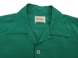 Style Eyes Plain Rayon Bowling Shirt Men's 1950s Style Short Sleeve Solid Color Button Up Shirt SE39259 145 Faded-Green