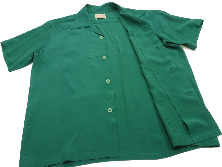 Style Eyes Plain Rayon Bowling Shirt Men's 1950s Style Short Sleeve Solid Color Button Up Shirt SE39259 145 Faded-Green