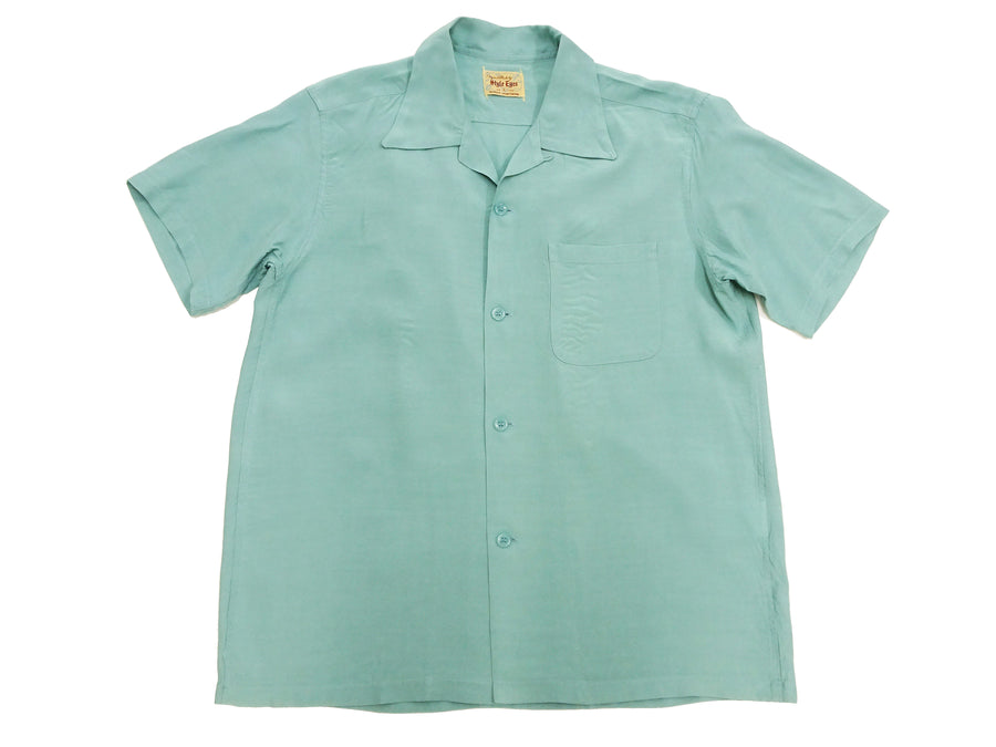 Style Eyes Plain Rayon Bowling Shirt Men's 1950s Style Short Sleeve Solid Color Button Up Shirt SE39259 124 Faded-Light-Blue