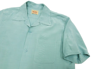 Style Eyes Plain Rayon Bowling Shirt Men's 1950s Style Short Sleeve Solid Color Button Up Shirt SE39259 124 Faded-Light-Blue