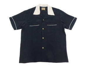 Style Eyes Two-Tone Rayon Bowling Shirt Men's 1950s Style Short Sleeve Button Up Shirt SE39260 119 Black