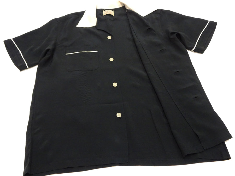 Style Eyes Two-Tone Rayon Bowling Shirt Men's 1950s Style Short Sleeve Button Up Shirt SE39260 119 Black