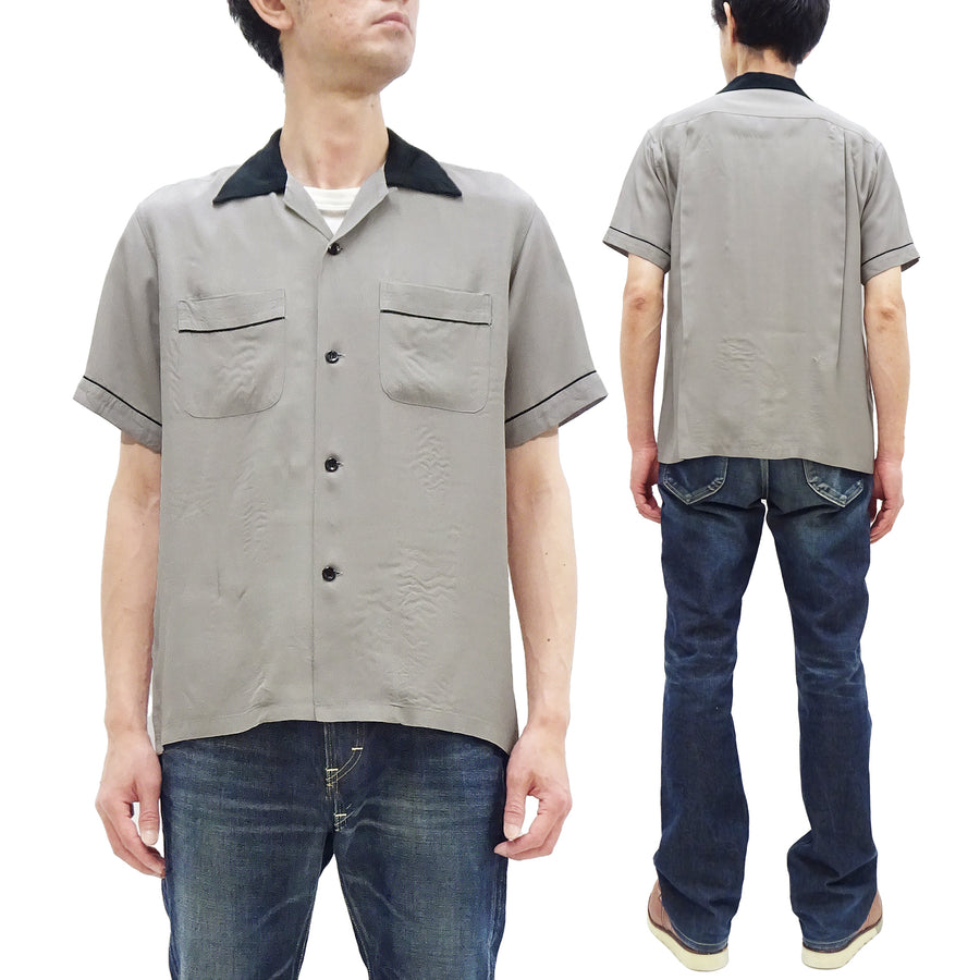 Style Eyes Two-Tone Rayon Bowling Shirt Men's 1950s Style Short Sleeve Button Up Shirt SE39260 115 Faded-Gray